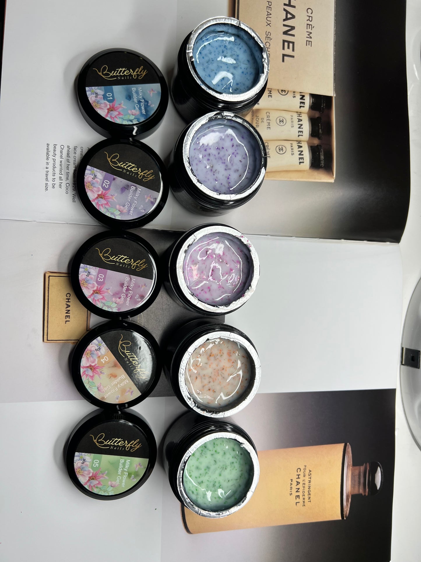 Builder gel milky flower 1,2,3,4,5