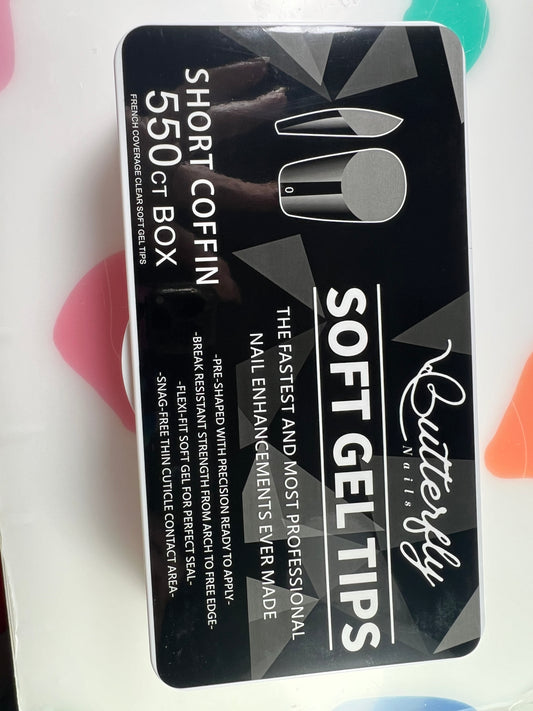 Soft gel tips short coffin